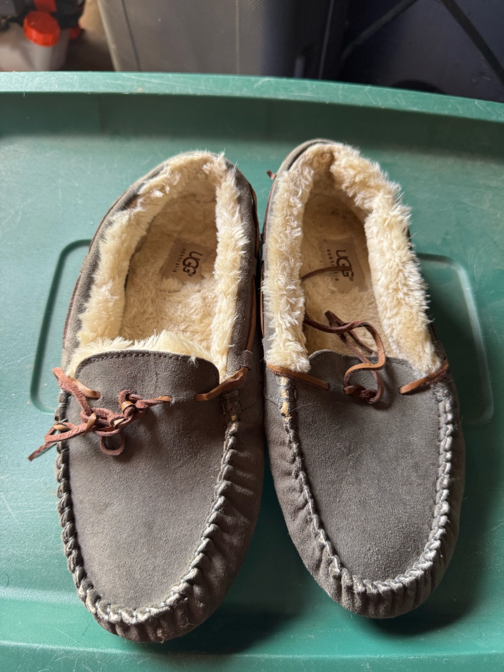 UGG Women’s Brown Suede Shearling Moccasin Slippers